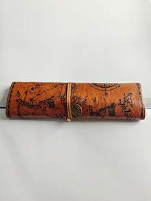 Túi đựng bút hình bản đồ kho báu sáng tạo - Hộp bút bằng vải canvas và da phong cách retro dung tích lớn - Nắp cuộn đơn giản dành cho học sinh - Nhiều màu - Xem 8