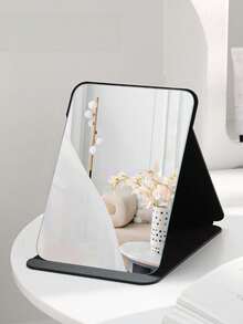 Portable Folding Tabletop Makeup Mirror, Black & White Vanity Mirror With Clear Mirror Surface, Compact Cosmetic Mirror For Bathroom Household Daily Use - Multicolor - View 9