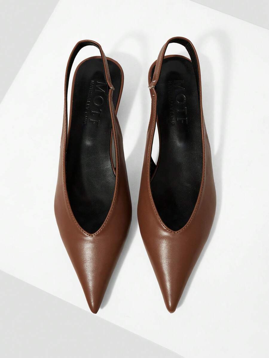 MOTF PREMIUM POINTED MULES HIGH HEELS, SUITABLE FOR SPRING SHOES IN THE CHRISTMAS SEASON - Brown 3 - View 1