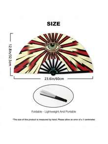 1PC Large Foldable Portable All Seeing Eye Print Hand Fan Party Music Festival Rally Concert Decoration Summer Outdoor Cheering Aid Durable Lightweight - multicolor - View 7