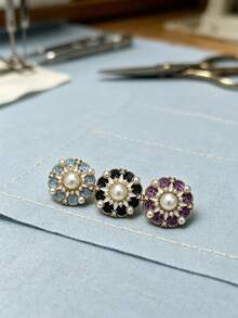 1 Pack 10 Pieces Chinese Style Oil‑Painted Flower Shaped Metal Buttons Versatile Decorative Fasteners For Suit Wool Coat Outerwear Diy Clothing Sewing Accessories - multicolor - View 8