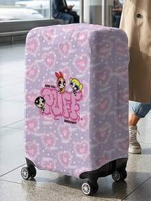 THE POWERPUFF GIRLS X SHEIN 卡通女孩愛心印花行李箱套，耐磨防塵行李箱保護套，適合旅行托運保護 - 愛心 - 查看 2