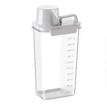 1Pc Plastic Laundry Detergent Dispenser With Lid, Leak‑Proof Sealed Storage Container, For Laundry Powder And Liquid Detergent, Ideal For Home Bathrooms, Laundry Rooms, Hotels And More. - White - View 9