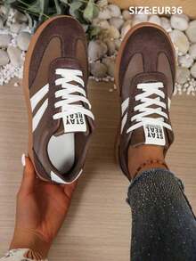 Casual Summer Women'S Sneakers With Soft Sole And Striped Pattern, New Spring 2025 Collection - 2615-1 Brown - View 7