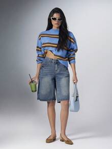 SHEIN Solezae 女款優雅蝴蝶結仿麂皮露跟低跟尖頭高跟鞋 - 駝色 - 查看 3