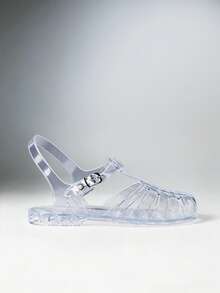 SHEIN Solezae Curve Toe Perspex Caged In Jelly Flats - Clear - View 6