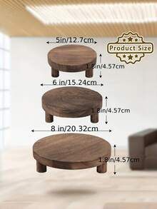 1PC Nordic Style Wooden Flower Pot Tray Set Multiple Sizes Stable Round Plant Stand For Indoor Outdoor Succulent Green Plants Home Decor Display Shelf Space Saving Organizer - Multicolor - View 4