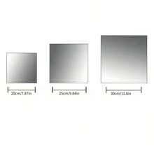 4/8/12pcs Classic Square Wall Mirror Tiles, Easy To Adhere Install, Frameless Full-Body Mirror, Suitable For Bedroom, Home Gym, Dorm Decor, Modern Aesthetic, Decorative Wall Mirror - Multicolor - View 3