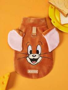 TOM & JERRY X PETSIN 1 Piece Embroidered Cat Or Mouse Pattern Plush Warm Sleeveless Non Slip Jacket With Traction Buckle, Suitable For Cats And Dogs, Perfect For Comfortable Indoor Warmth And Outdoor Winter Walks - Multicolor - View 20
