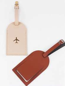 Found Favorite 2PCS Fashionable And Lightweight Suitable For Flight Back To School Simple Style Fashionable Style Airplane Pattern Luggage Card Travel Set - Coffee + Khaki - View 5