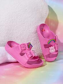 SHEIN X Care Bears 女童時尚可愛兒童拖鞋 EVA材質 童趣玫瑰紅 基本百搭 居家室內與戶外通用兒童時尚拖鞋 - 玫紅色 - 查看 3
