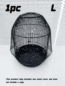 1pc Adjustable Elastic Bird Cage Cover, Breathable Mesh Dust Guard With Scatter-Proof Design, Universal Fit For Small Medium Large Parrot Cages, Reusable Pet Cage Sleeve - Multicolor - View 19