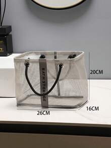 1Pc Mesh Shower Caddy Foldable Bathroom Organizer Waterproof Toiletry Bag For Shampoo Cosmetics Pool Outdoor Shopping Gym Home Travel Patio Storage Accessory Supplies - Multicolor - View 15