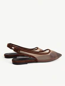 CUCCOO CHICEST Women's Lightweight Mesh Brown Pointed Toe Flat Shoes With Back Strap Design, Soft Sole Daily Commute Shoes For Party And Date Fall Shoes - Brown - View 6
