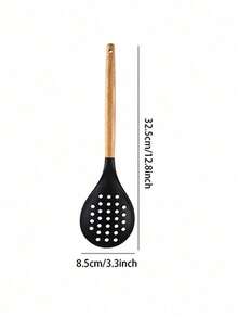 Haus Hana Silicone Kitchenware 24-Piece Wooden Handle Kitchen Silicone Set Shovel Spoon With Storage Barrel Non-Stick Non-Slip Kitchen Cooking Tools Combination Home. - Black - View 21