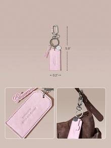GLOWMODE Ready Set Glow Metallic Logo Keychain Bag Charm With Cursive Tag Leather-Like Label Accessory Travel Vacation Gym Daily Casual Wear - Pink - View 5
