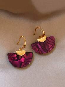 TuEzra 1 Pair Of Temperament Geometric Fan-Shaped Earrings Suitable For Women's Daily Party Wear - Multicolor - View 2