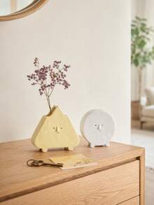 Haus Hana 1PC Small Opening Ceramic Flower Arrangement Vase With Cute Expression, Creative Geometric Shaped Dried Flower Holder, DIY Floral Display Vessel For Living Room Entryway Office Home Daily Use - multicolor - View 2