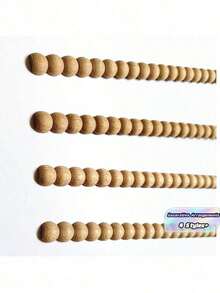 10pcs Unfinished Semi-Circle Beaded Wooden Trim, Suitable For Diy Decoration, Cabinets, Furniture, Inlay, Shiplap, And Other Projects - Beige - View 1
