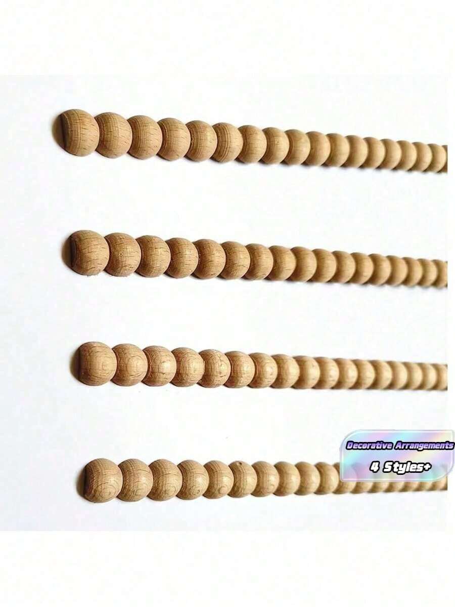 10pcs Unfinished Semi-Circle Beaded Wooden Trim, Suitable For Diy Decoration, Cabinets, Furniture, Inlay, Shiplap, And Other Projects - Beige - View 1