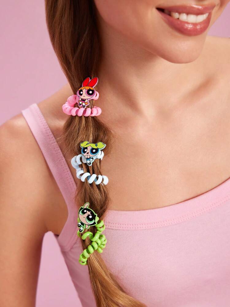 THE POWERPUFF GIRLS X SHEIN Conjunto de diademas para el cabello - Multicolor - Añade 2