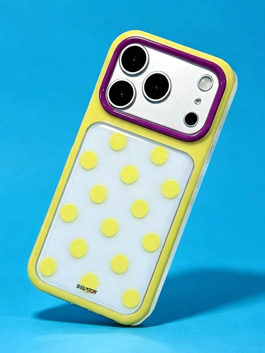 ShellaStory Stylish Color Blocking Polka Dots Phone Case Compatible With IPhone 17 Pro Max 17 Pro 16 Pro 16 Pro Max 15 Pro Max 15 Pro 14 Pro Max 14 13 Pro Max 13 Pro 13 Simple Candy Color Protective Cover