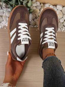 Casual Summer Women'S Sneakers With Soft Sole And Striped Pattern, New Spring 2025 Collection - 2615-1 Brown - View 2