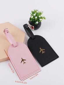 Found Favorite 2PCS Fashionable And Lightweight Suitable For Flight Back To School Simple Style Fashionable Style Airplane Pattern Luggage Card Travel Set - Black + Pink - View 6