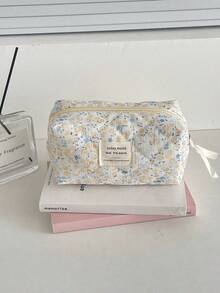 Found Favorite 1Pc/Set Floral Makeup Bags Corduroy Multifunctional Cosmetic Organizer Portable Cosmetics Storage Clutch With Zipper Closure For Cosmetics,Skin Care - Multicolor - View 4