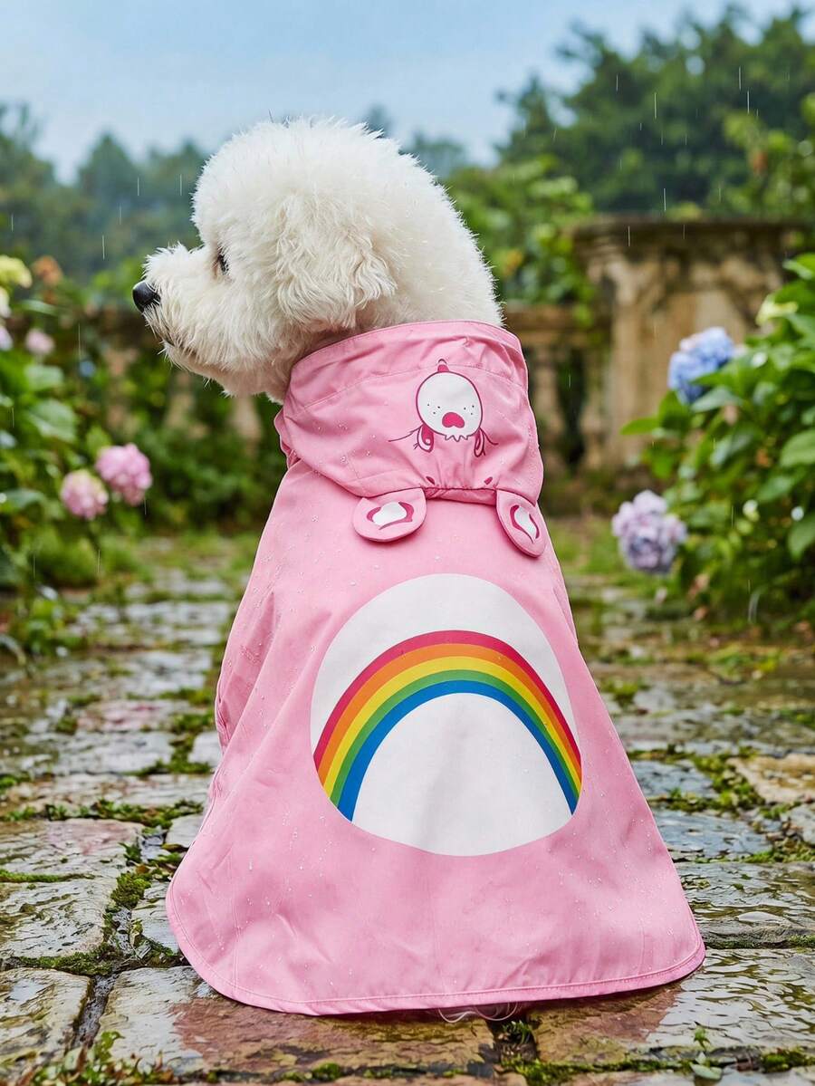 Care Bears X PETSIN Cartoon Colorblock Printed Pet Raincoat - Pink - View 1