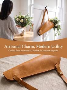 Cirelle 1Pc Adjustable Strap Leather Flower Storage Bag, Artificial Leather, Solid Tone Appearance, Bouquet Fixing And Handheld Carry Feature, Apply To Floral Shop Packing, Party Gift Sending And Travel Carrying, Gift Senders For Memorial Festival Usage - Multicolor - View 14
