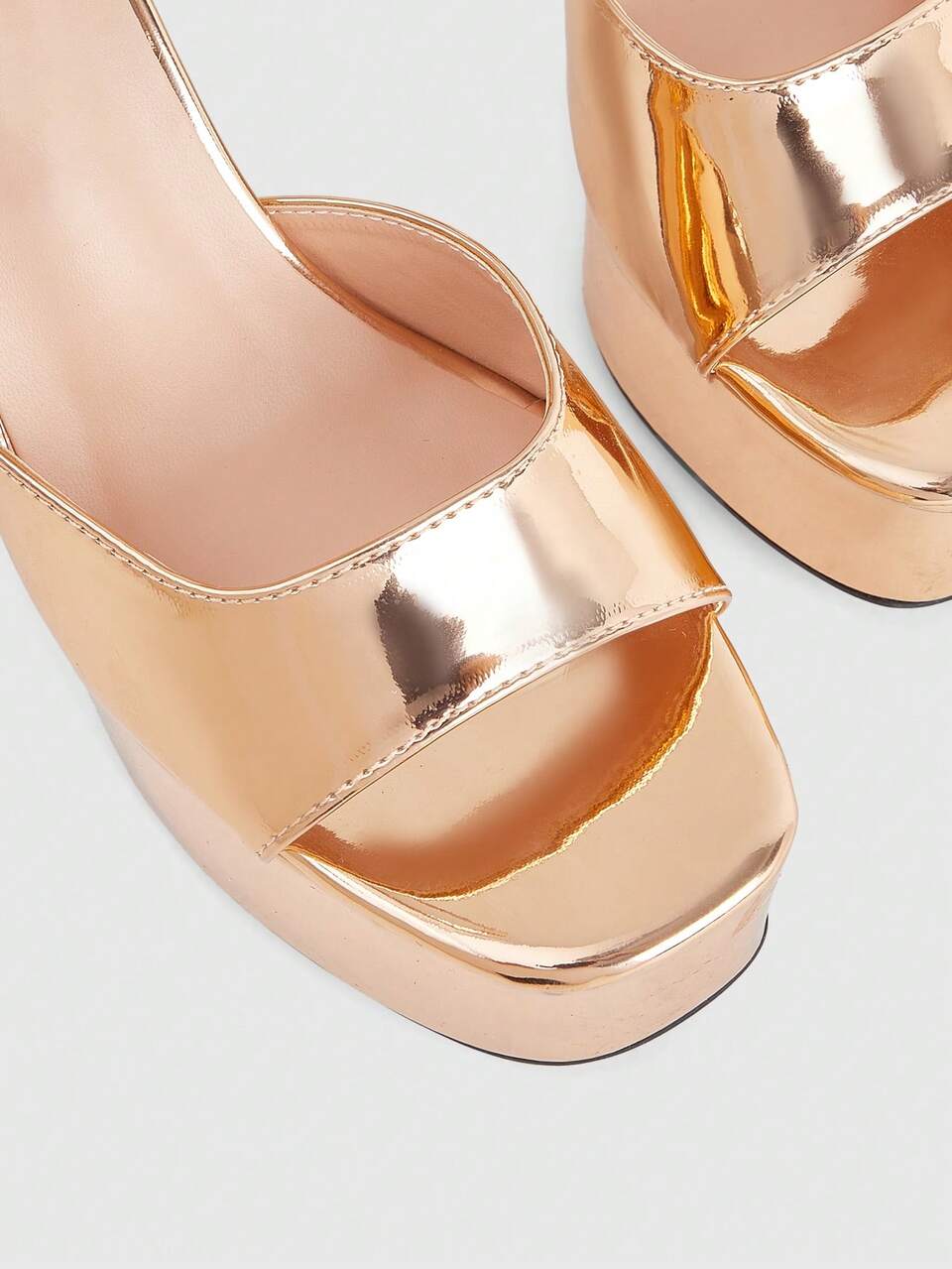 CUCCOO LuxiPop Women's High-Heeled Sandals Square-Headed Pu Fabric Buckle-Up, Exposed Heel Sandals, Nightclub Sexy Vacation Model Commuting Wear