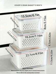 Food Storage Box Set With Drain Basket And Lid - Leak-Proof, Refrigerator, Reusable Multi-Functional Kitchen Storage Boxes, Suitable For Fruits, Vegetables, And Food. - Multicolor - View 2