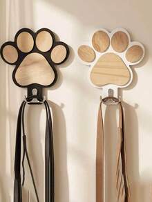 1pc Handcrafted Wooden Paw Print Wall Hook - Polished Finish, Perfect For Towels & Clothes Storage In Bedroom And Bathroom Decor - Multicolor - View 1