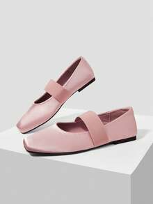 MOTF LADIES' NEW FASHIONABLE SATIN SQUARE TOE FLAT BALLET SHOES, PINK VERSATILE, ELEGANT AND ADVANCED - Pink - View 3