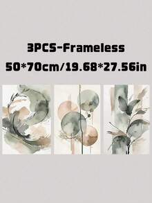 3Pcs Unframed Abstract Watercolor Canvas Wall Art, Minimalist Green Beige Ink Wash Triptych Prints, Modern Neutral Abstract Paintings For Living Room, Dining Room And Bedroom Home Decoration - multicolor - View 9