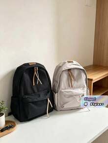 1pc Casual College Style Solid Color Student Backpack, Multi-Pocket Lightweight Casual School Day Bag, Large Capacity Bookbag, Suitable For Students/Graduates/Postgraduates, Applicable For Back To School Season, Campus Learning, Short Trips, Outdoor - Multicolor - View 1