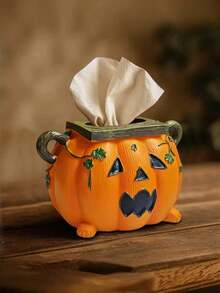 1 PC Durable Non Slip Easy Clean Pumpkin Orange Cute Tissue Box Cover Napkin Holder Set Kitchen Bathroom Home Tabletop Decor Halloween Thanksgiving Autumn Fall Party Gift - Multicolor - View 5