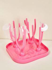 5 Warna Rak Pengering Botol Bayi, Aksesoris Alat Makan untuk Mengeringkan Botol Bayi, Klip Botol/Sikat Botol Opsional + Set Rak Pengering - Berwarna merah muda - View 13
