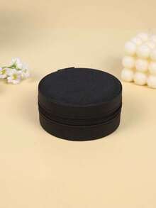 1PC Round Zipper Leather Jewelry Storage Box Foldable Portable Necklace Earring Ring Organizer Case For Travel Home Gift - Multicolor - View 6