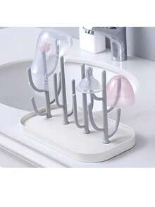 Rak Pengering Botol Bayi dengan Warna Kontras, Rak Pengering yang Dapat Dilepas, Set Sikat Botol Opsional, Catatan: Tidak Termasuk Dot Botol, Opsional Satuan/Set - MultiWarna - View 10