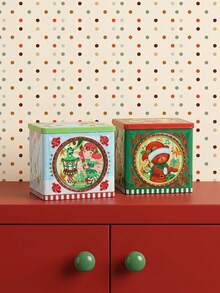 Joivida Vibrant Printed Christmas Tin Box Features Classic Holiday‑Themed Artwork, Offering Sturdy Storage For Apples, Candies And Small Treats. Perfect For Festive Gift‑Giving And Decorative Display During Home Christmas Celebrations. - Multicolor - View 5