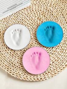 Hundred-Day/One-Year-Old Gift, Newborn Handprint And Footprint Commemorative Tool Set 3-Piece Set Including Handprint Mud + Bracket + Mold - Multicolor - View 5
