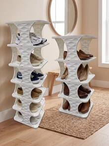 Foldable Shoe Rack - Ideal For Narrow Closets, Space-Saving, Plastic Shoe Organizer Rack, Suitable For Entryway, Efficient Space Utilization For Home/Dorm - Beige - View 8