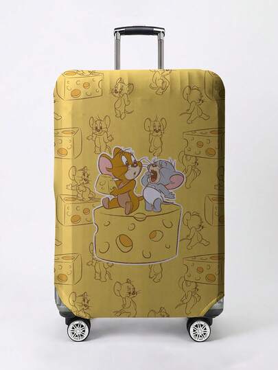 TOM & JERRY X SHEIN チーズ漫画マウス柄 ラゲッジカバー、耐摩耗 防塵 スーツケースプロテクター 旅行チェックイン保護用