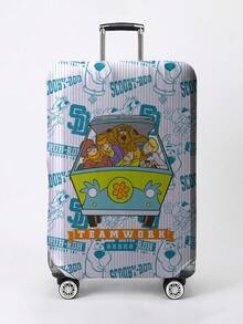 SCOOBY-DOO X SHEIN 卡通巴士角色印花行李套，耐磨防塵行李箱保護套，適合旅行托運保護 - 巴士 - 查看 1