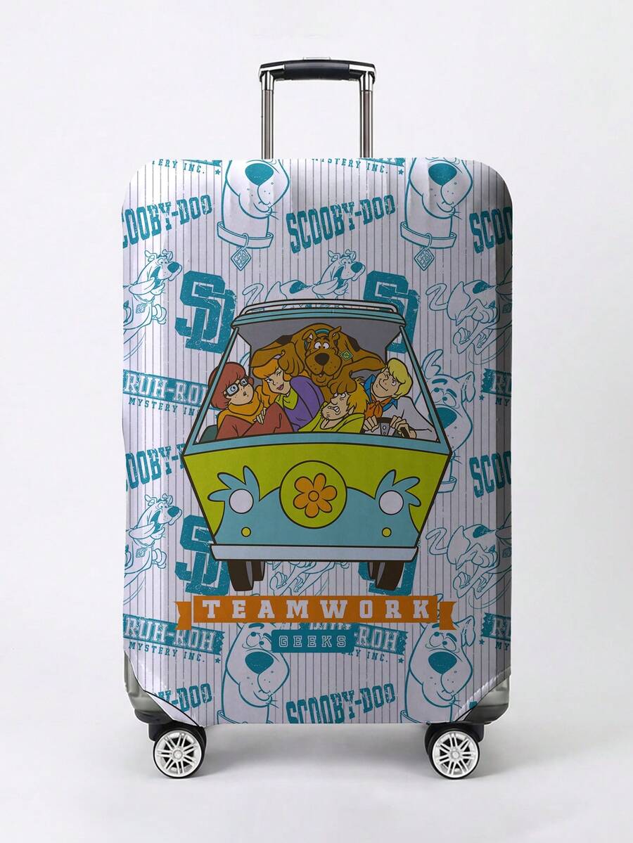 SCOOBY-DOO X SHEIN 卡通巴士角色印花行李套，耐磨防塵行李箱保護套，適合旅行托運保護 - 巴士 - 查看 1
