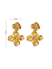 Etoivie Women's Dangle Earrings With Floral Design, Suitable For Daily Wear, Christmas Gift, Holiday Jewelry - Yellow Gold - View 4
