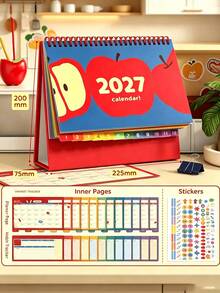 Kalender Meja Minimalis Morandi 2027, Ornamen Dekorasi Meja Kreatif untuk Check-In, Kalender Mini Segar dengan Tampilan Menarik - warna-warni - View 13