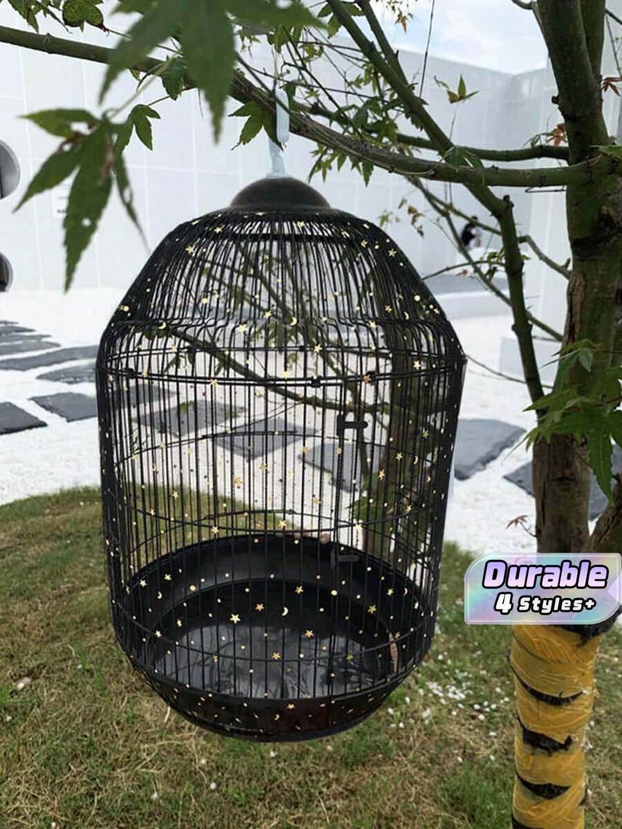 1pc Adjustable Elastic Bird Cage Cover, Breathable Mesh Dust Guard With Scatter-Proof Design, Universal Fit For Small Medium Large Parrot Cages, Reusable Pet Cage Sleeve - Multicolor - View 1